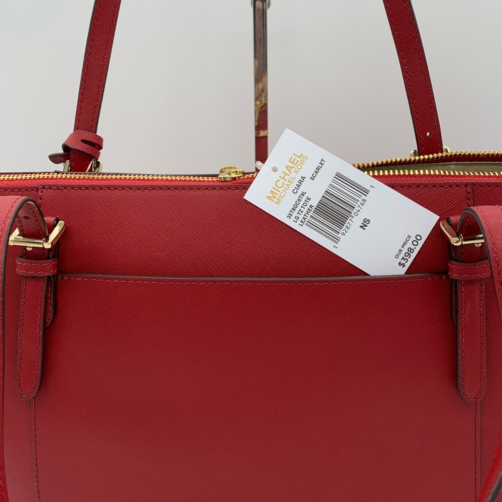 MICHAEL KORS CIARA LG TZ TOTE SCARLET 35T8GC6T9L - Picture 6 of 16
